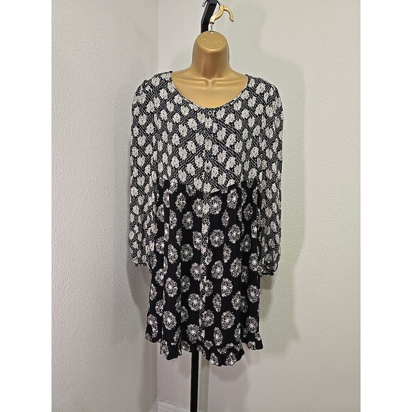 Cottage Fairy y2k Ruffle Peasant GND Dress Womens Med Black Cream Paisley Jodifl - Picture 8 of 8